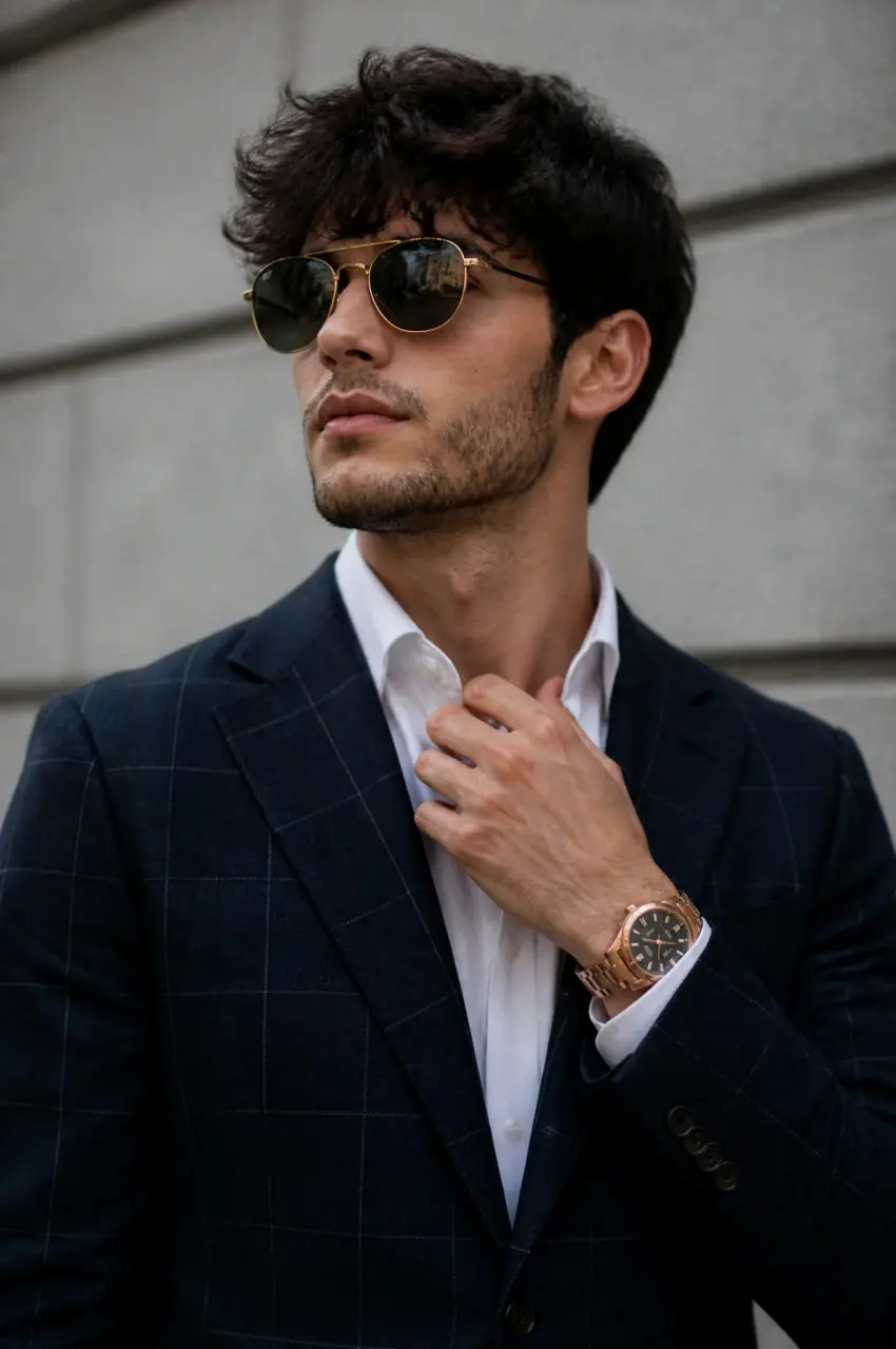 Navy Blazer Gold Aviator